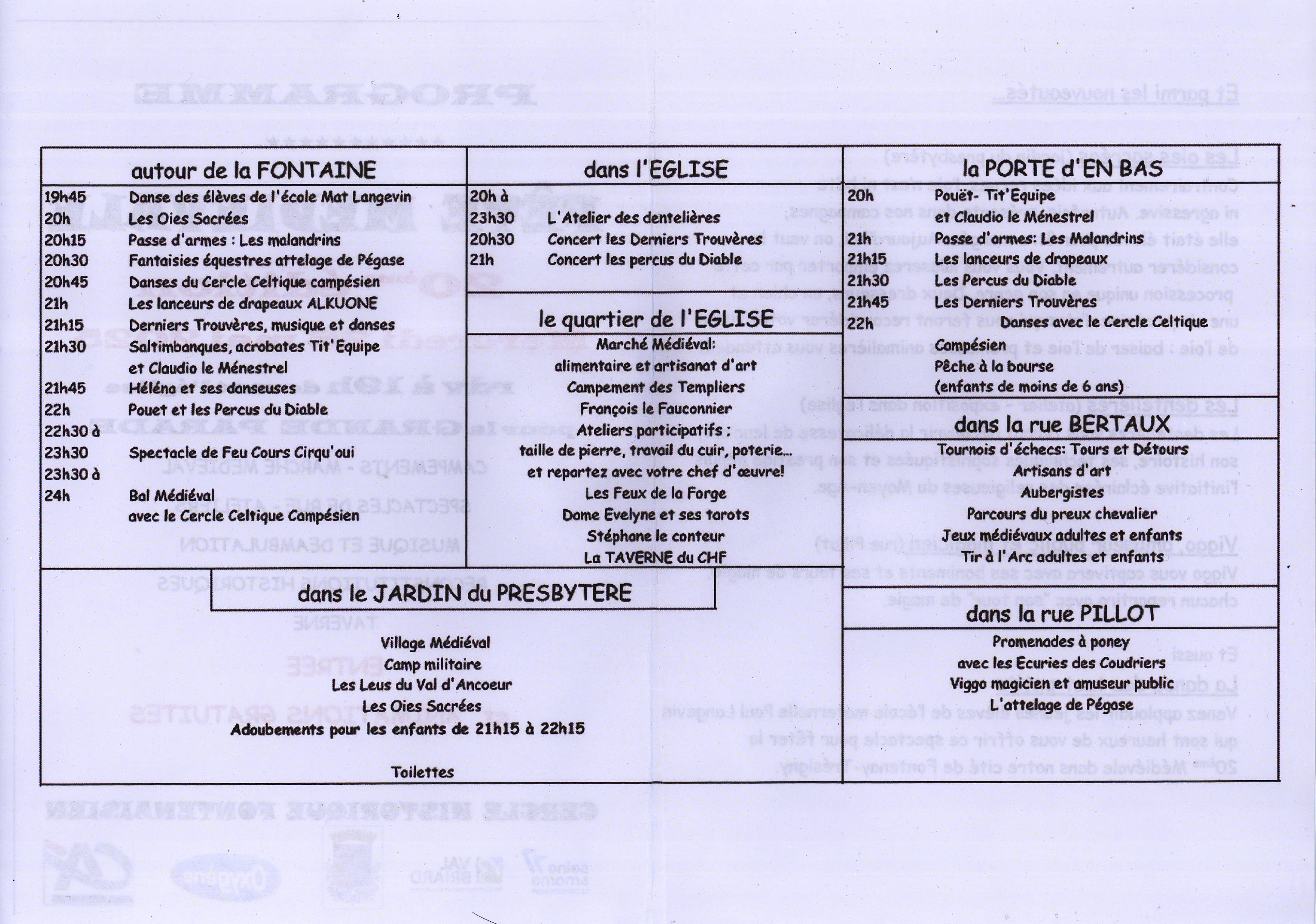 Programme Fête Médiévale 2025